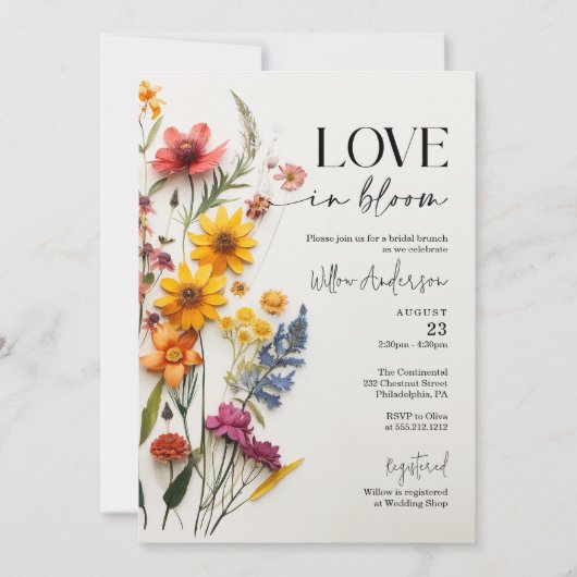 Pressed Flowers Wildflower Boho Vrijgezellenfeest Kaart (Voorkant)