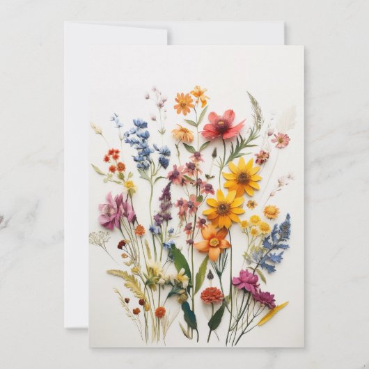 Pressed Flowers Wildflower Boho Vrijgezellenfeest Kaart (Achterkant)
