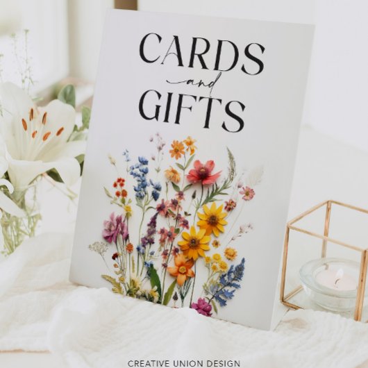 Pressed Flowers Wildflower Kaarten en geschenken t Reclamebord Met Voetstuk