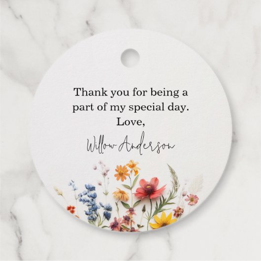 Pressed Flowers Wildflower Vrijgezellenfeest Label (Achterkant)