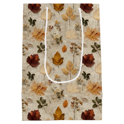 Pressed Leaves & Script Gift Bag Medium Cadeauzakje (Achterkant)