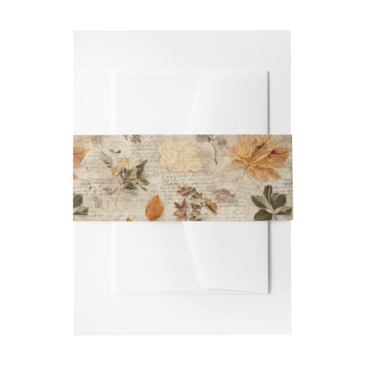 Pressed Leaves & Script Invitation Belly Band Uitnodigingen Wikkel (Voorkant Voorbeeld)