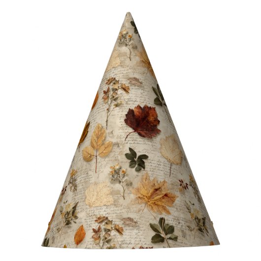 Pressed Leaves & Script Paper Party Petten Feesthoedjes (Voorkant)
