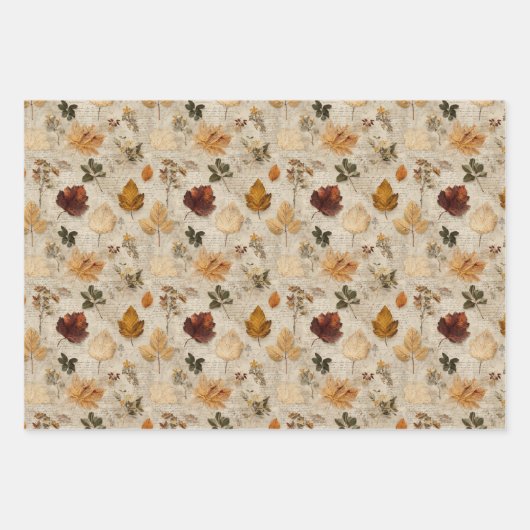 Pressed Leaves & Script Wrapping Paper Set (Voorkant 2)
