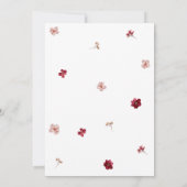 Pressed Red Pink and Cream, floral Wedding Invitat Kaart (Achterkant)