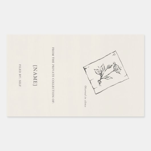 Pressed Rose- Ex Libris Bookplate -Library Label  (Voorkant)