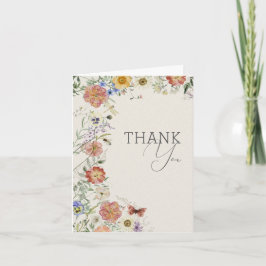 Pressed Wildflower Bridal Shower Thank You Card Bedankkaart