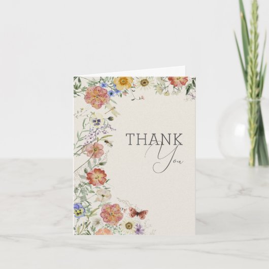 Pressed Wildflower Bridal Shower Thank You Card Bedankkaart (Voorkant)