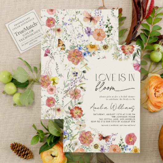 Pressed Wildflower Love In Bloom Bridal Shower Kaart