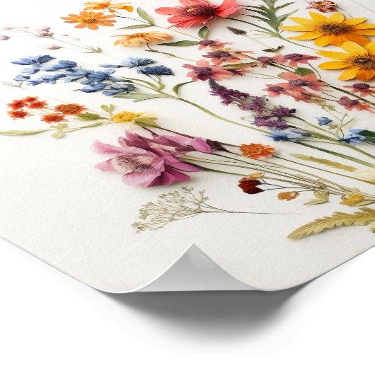 Pressed Wildflowers Baby shower Favors Sign Poster (Hoek)