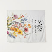 Pressed Wildflowers Baby shower Foto achtergrond Wandkleed (Voorkant (horizontaal))