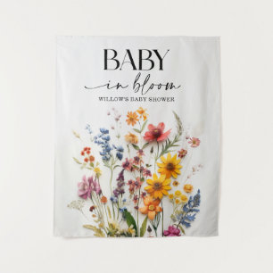 Pressed Wildflowers Baby shower Foto achtergrond Wandkleed