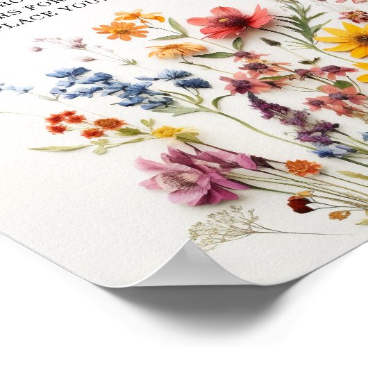 Pressed Wildflowers Baby shower Luier Raffle Sign Poster (Hoek)