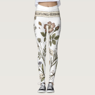 Pressed Wildflowers Herbarium Vintage Botanical Co Leggings