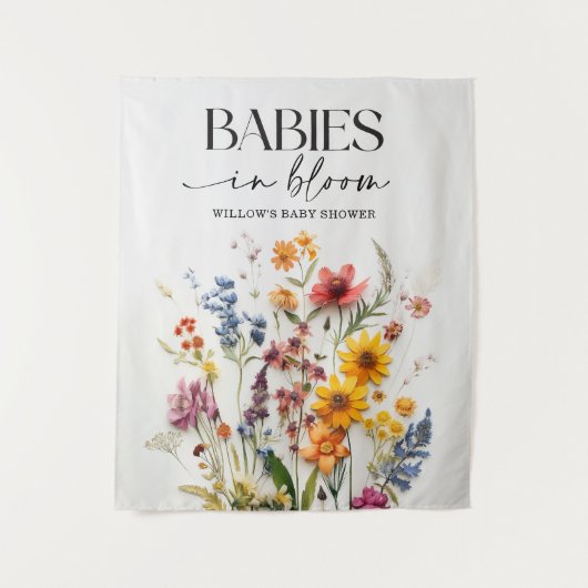 Pressed Wildflowers Twins Baby shower Achtergrond Wandkleed (Voorkant)