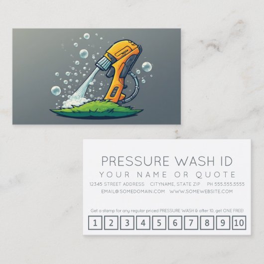 PRESSURE WASHER customer loyalty punch card (Voorkant / Achterkant)