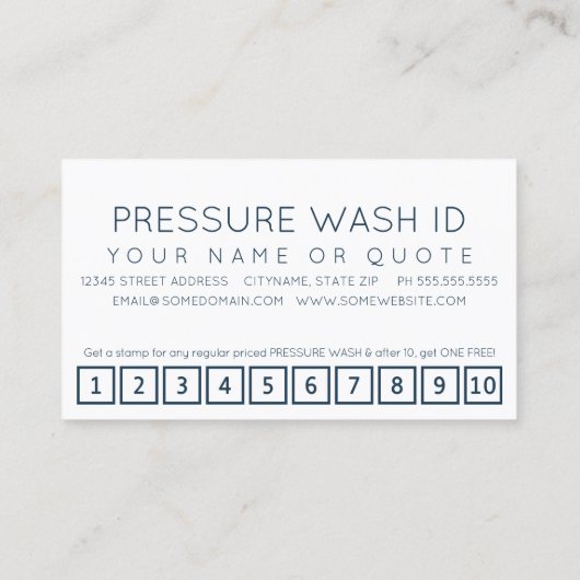 PRESSURE WASHER customer loyalty punch card (Achterkant)