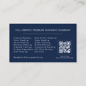 Pressure Washing Power Wash QR Code Navy Blue Visitekaartje (Achterkant)