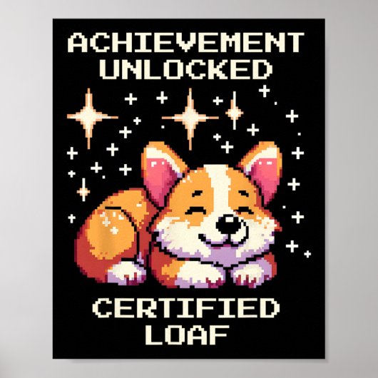 Prestatie ontgrendeld Certified Loaf Corgi Pixel G Poster (Voorkant)