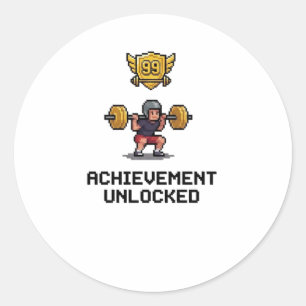 Prestatie Ontgrendeld Niveau 99 Pixel Gym Motivati Ronde Sticker