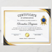 Prestatie Waardeer Certificaat (Voorkant / Achterkant)