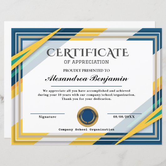 Prestatie Waardeer Certificaat (Voorkant / Achterkant)