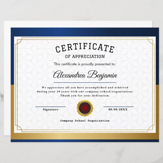 Prestatie Waardeer Certificaat (Voorkant / Achterkant)