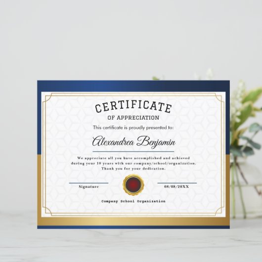 Prestatie Waardeer Certificaat (Staand voorkant)