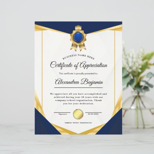 Prestatie Waardeer Certificaat (Staand voorkant)