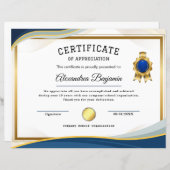 Prestatie Waardeer Certificaat (Voorkant / Achterkant)