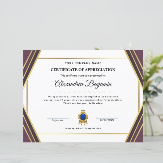 Prestatie Waardeer Certificaat (Staand voorkant)