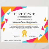 Prestatie Waardeer Certificaat (Voorkant)