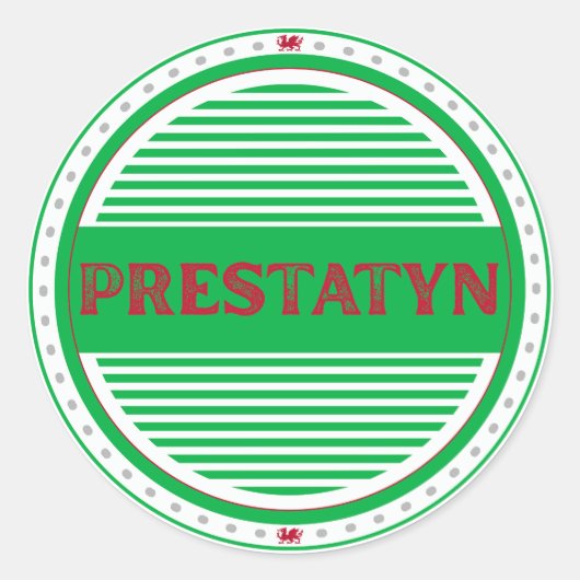 Prestatyn City Pride Embleem – Welshe identiteit Ronde Sticker (Voorkant)