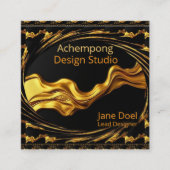 Prestige Gold Wave – High-End Networking Opulent G Vierkante Visitekaartje (Voorkant)