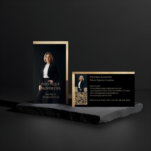 Prestige Luxury Realtor Law Firm Gold & Black Luxe Visitekaartje