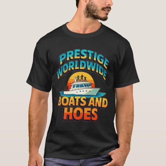 Prestige Worldwide Boats And Hoes Retro Sunset Cru T-shirt (Voorkant)
