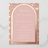Prestigieus Roos gouden bruiloft (Solid) Folie Uitnodiging (Voorkant)