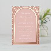 Prestigieus Roos gouden bruiloft (Solid) Folie Uitnodiging (Staand Voorkant)