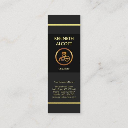 Prestigieuze goudlijnen Modern Chauffeur Mini Visitekaartje (Voorkant)