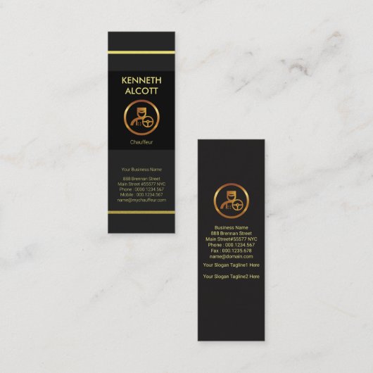 Prestigieuze goudlijnen Modern Chauffeur Mini Visitekaartje (Voorkant / Achterkant)