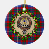 Preston Clan Badge & Tartan Gepersonaliseerde Kers Keramisch Ornament (Voorkant)