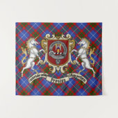 Preston Clan Badge & Unicorns w/Tartan Wandkleed (Voorkant (horizontaal))