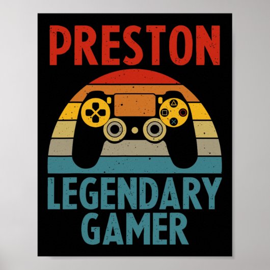 Preston Gift Name Personalized Funny Gaming Geek B Poster (Voorkant)