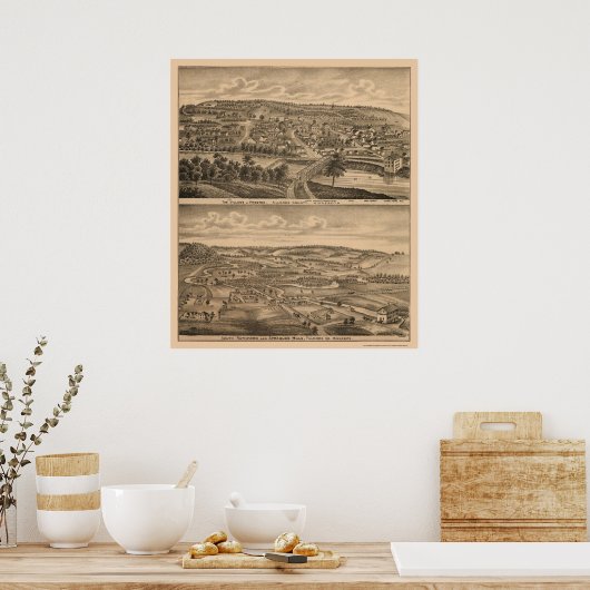 Preston, MN Panorama Map - 1874 Poster (Keuken)