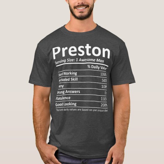 PRESTON Nutrition Funny Birthday, gepersonaliseerd T-shirt (Voorkant)