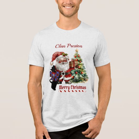 Preston Scottie Dog Xmas gepersonaliseerd T-shirt (Voorkant)