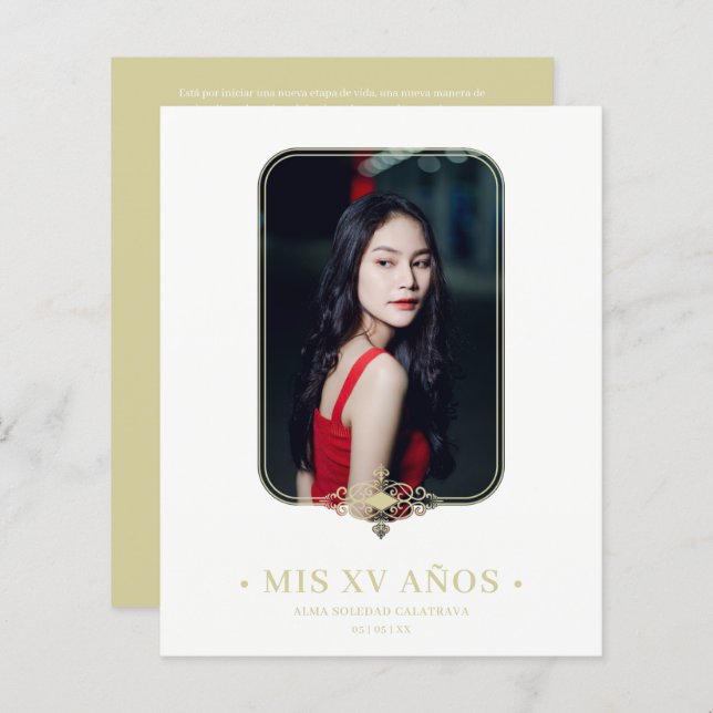 Presupuesto Mis XV Kant Vloeiend Gouden Foto Españ (Voorkant / Achterkant)