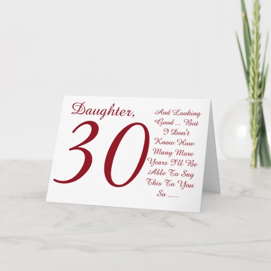 pret, 30ste verjaardag, dochter, rode en witte kaart | zazzle.nl