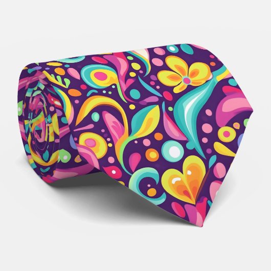 Pret 90s tegelpatroon stropdas (Opgerold)