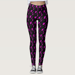 Pret abstract geometrisch zwart magenta konijnenpa leggings